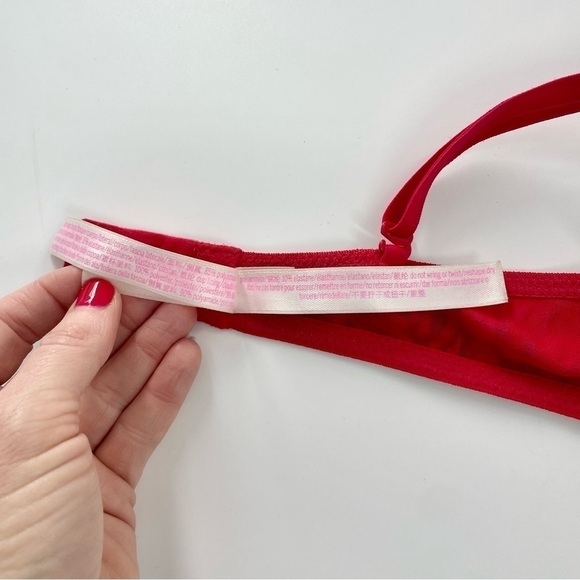 PINK Victoria’s Secret Wear Everywhere Push-Up Bra‎ 32B Red Tropical Palm Print - Picture 9 of 9